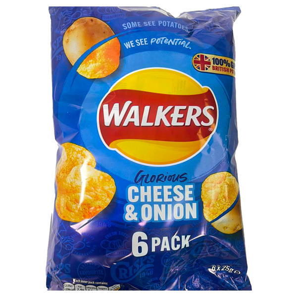Walkers Cheese & Onion 6PK 6x25gm